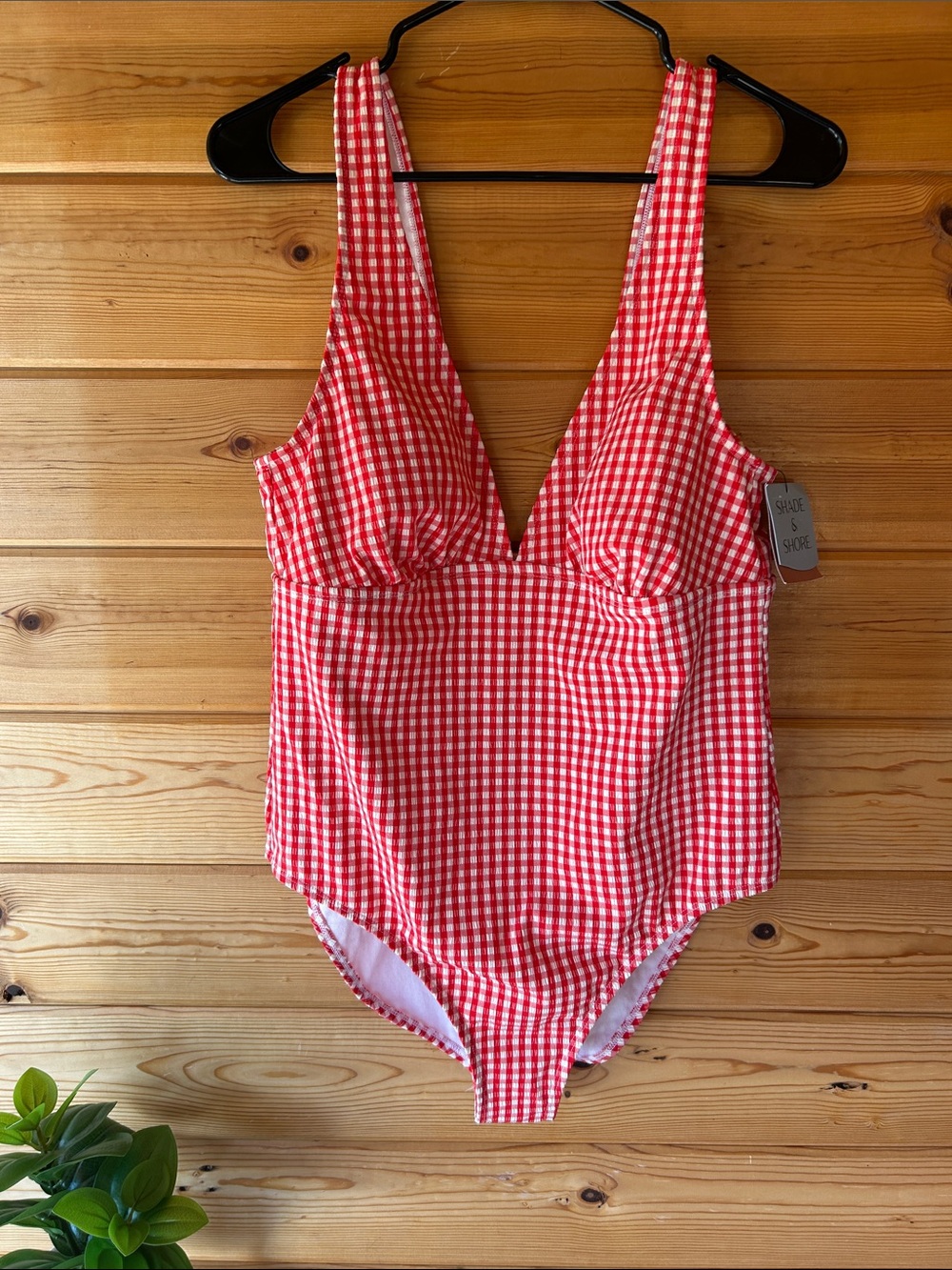 Shade & Shore Red Gingham One-Piece Swim Suit for Kids